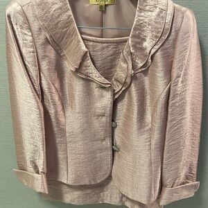 Kasper Womens Light Pink Rose Satin 2pc Skirt W/Jacket Suit Sz 8p